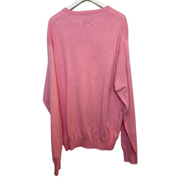 Peter Millar Sweater Pink Cotton Cashmere Mens Knit Pullover V Neck Pullover XXL - Picture 2 of 6